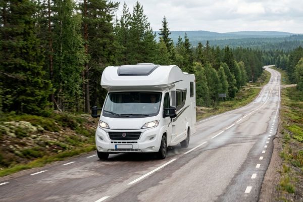 En husbil på en svensk väg